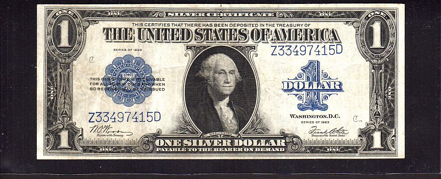 Fr.238, 1923 $1 Silver Certificate, Woods-White, Z-D Block, Z33497415D, VF [30]